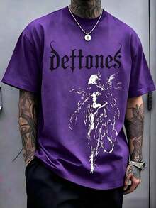 Retro Limited Edition Retro Sub-Tone T-Shirt, Rock Band Heavy Metal Neutral Cotton Pattern Washed TeeGothic Punk Grunge Emo Y2K Clothes, Rock Music Merch.2025 - Tím 2 - Xem 3