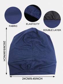 1 Stück Satin-gefütterter Kopftuchkappen für Frauen, Schlafmütze, Beauty-Turban, geeignet für den täglichen Gebrauch, den Strand, Reisen - Navy blau - Übersicht 3