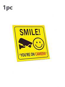 1pc/8pcs Smile Reminder Stickers, Surveillance Prompt. "Smile, You Are On Camera" Window Decals - Polite Video Surveillance Alert Stickers With Camera Icon, Yellow And Black, Suitable For Home, Business, Yard, Driveway Security, Camera Stickers - Multicolor - View 8
