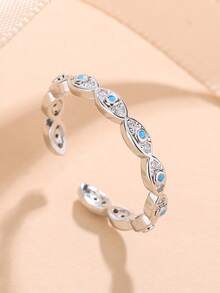 Mắt màu xanh nhạt ánh bạc đính đá zircon