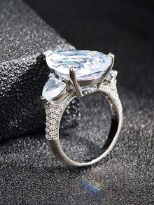 MOONSO 1pc New Fashionable Exquisite Cubic Zirconia Inlaid Women's Wedding Engagement Ring R8010 - r8010 - View 4