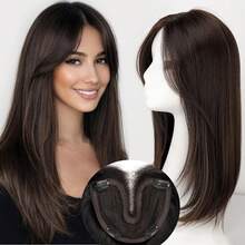 20 Inch Women Thin Hair Synthetic Hair Topper, 360° 3D Clip-In Hair Topper, Straight Hair Layered Topper For Natural Volume - Multicolor - View 9