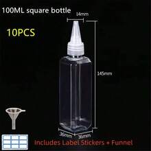1/5/10pcs Empty Plastic Squeezable Dropper Bottle, Rinse Bottle, Liquid Packaging Container, 30ml/50ml/60ml/100ml/120ml Capacity, Essential For Cosmetics Packaging, Beauty Salon, Travel - Clear - View 28