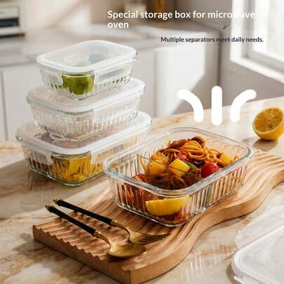 Round Glass Food Storage Container, Airtight Seal Microwave- Glass Lunch Box, Wholesale