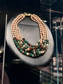 Dây chuyền hạt đá giả nhiều lớp dành cho nữ, thiết kế cổ điển sang trọng. - Nhiều màu - Xem 1