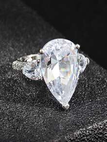 MOONSO 1pc New Fashionable Exquisite Cubic Zirconia Inlaid Women's Wedding Engagement Ring R8010 - r8010 - View 9