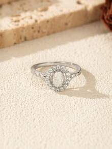 Nhẫn Moissanite hình bầu dục 0.5CT MODIAN bằng bạc Sterling 925, trang sức nổi bật với kim cương nhân tạo cắt tròn, dành cho nữ, nhẫn đính hôn. - Bạc - Xem 10