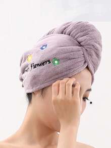 2pcs Ladies Bathrobe And Bathing Cap Set Summer Wedding Home Bathroom Decor Back To School - Purple Embroidery - View 10