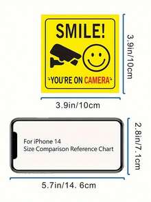 1pc/8pcs Smile Reminder Stickers, Surveillance Prompt. "Smile, You Are On Camera" Window Decals - Polite Video Surveillance Alert Stickers With Camera Icon, Yellow And Black, Suitable For Home, Business, Yard, Driveway Security, Camera Stickers - Multicolor - View 2