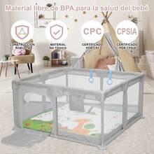 Corralito Para Bebe Corral 1.2m X 1.2m De Juegos Niños Bebés Gris Jirafas - Gris - Ver 9