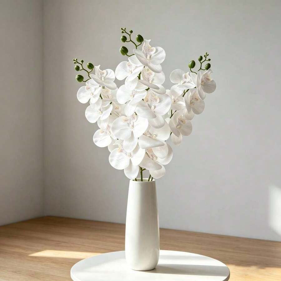 1/3/5 Pcs Artificial White Phalaenopsis Orchid Flowers, Silk Flower Stems With Buds, Suitable For Home, Office, Wedding And Modern Nordic Style Vase Decor - Phalaenopsis Orchid - View 1