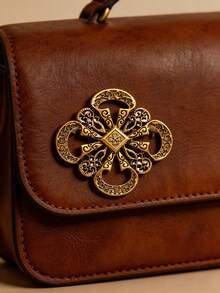 1pc Vintage Floral Geometric Women's Brooches, Exquisite Openwork Pins For Backpack, Y2K Jewelry Accessories For Women Daily Wear & Gift - Pattern - View 6