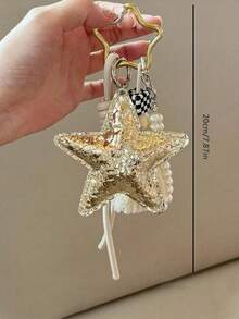 Blogger Shared Personalized Car Key Chain, DIY Key Chain, Key Pendant, Heart And Star Shaped Pendant, Backpack Pendant, Handmade Woven Key Chain, Bag Charm, Backpack Decoration - Multicolor - View 7