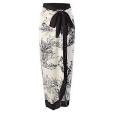 Chic Boho Women's Long Skirt With Toile De Jouy Pattern, Elegant Wrap-Around Maxi Skirt, Fashionable & Sexy Beach Cover-Up - 黑色薄紗裙 - 查看 1