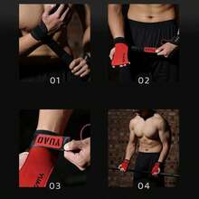1 Paio di guanti da fitness obliqui, in vera pelle a 3 strati, antiscivolo e resistenti all'usura, con supporto regolabile per il polso, adatti per pull-up, sollevamento pesi, manubri, protezione dai calli - cintura di  inclinata - Visualizzare 3