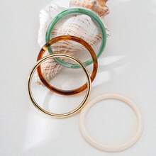 4件套可叠戴亚克力手镯，复古大理石纹镀金手链套装，女士时尚日常饰品 - 彩色 - 查看 6
