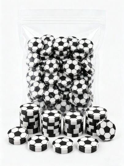 50pcs Black & White Soccer Shaped Erasers, Mini Football Erasers, Fun Soccer Erasers - Great For Classroom Rewards, Gift Bag Fillers, And Birthday Party Favors