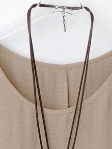 YFY Women's Casual Western Style Solid Color Round Neck Long Sleeve Flared Cuff Shirt, Soft & Lightweight Polyester Fabric, Suitable For Spring/Summer Everyday Wear - Apricot - View 3