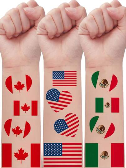15pcs Country Flag Temporary Tattoo, 2026 Football Sports Event Tattoo Stickers, Game Day Fans Celebration Fake Tattoo, Waterproof And Easy To Apply