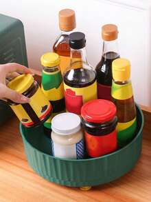 1pc Rotating Spice Rack, Kitchen Condiment Storage Organizer, Household Rotating Storage Shelf, Simple And Convenient, Suitable For Kitchen And Dining Room - Multicolor - View 5