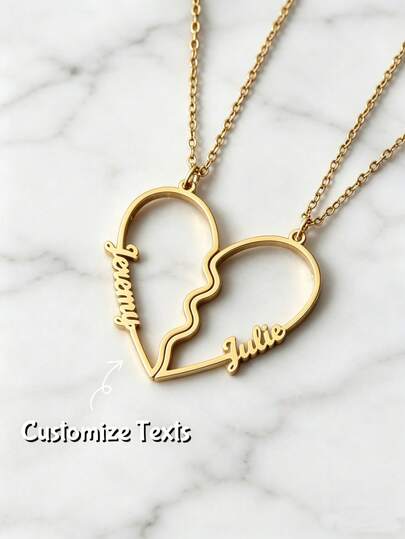 Bộ 1 dây chuyền đôi hình trái tim khắc tên theo yêu cầu, có thể tùy chỉnh 1-2 tên, chất liệu thép không gỉ, màu vàng hoặc bạc, thích hợp làm quà tặng cho bạn gái, mẹ, gia đình, bạn bè, con gái, người yêu, ông bà, kỷ niệm, sinh nhật, đeo hàng ngày, tốt nghiệp, Ngày của Mẹ, Ngày Valentine, đám cưới.