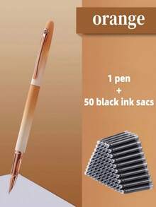 Set 51pcs/(1 Pulpen Logam + 50 Kartrid Tinta Isi Ulang) Pulpen Ballpoint Logam Warna Ombre, Tulisan Halus, Cocok untuk Menulis Sehari-hari, Latihan Kaligrafi, Desain Sederhana Namun Elegan, Kembali ke Sekolah - set 51 buah - View 20