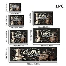 1 tấm lót chén đĩa họa tiết máy xay cà phê và tách trà cổ điển, phong cách quán cà phê retro, màu đen và xám, thấm hút tốt, đa năng, quà tặng gia đình, trang trí bàn ăn. - XYLSD-254 - Xem 5