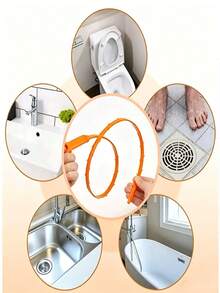 1/2件多功能排水管堵塞清除工具附集髮器，適用於水槽、管道清潔，可用於洗臉盆、馬桶、浴室和廚房 - A - 查看 3