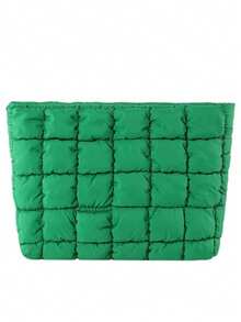 Túi đựng mỹ phẩm chần bông kẻ caro thời trang, túi đựng đồ trang điểm mềm mại, túi đựng đồ du lịch đa năng tiện dụng. - Nhiều màu - Xem 7