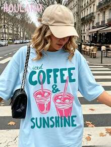 Tropicoqueta OutfitsFort Worth, Texas East. 1849 Cowboy Horse Desert Landscape Graphic T-Shirt - Casual Crew Neck Cotton Tees, Summer Breathable, Per - 淺藍色 - 查看 1