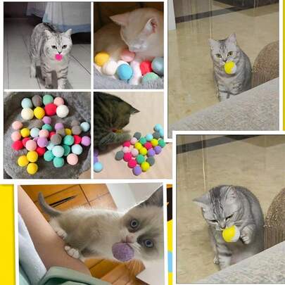 10 quả bóng đồ chơi cho mèo bằng vải nhung mềm mại, êm ái, thân thiện với da, màu sắc pastel như bánh macaron, hình tròn, đường may tinh tế, không gây tiếng động và chống cắn, thích hợp cho mèo con chơi trong nhà, ban đêm, mọi mùa.