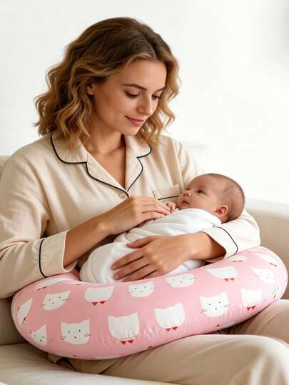 Gối cho con bú hình chữ U – Đệm cho con bú mềm mại, thoải mái dành cho mẹ và trẻ sơ sinh, vỏ có thể tháo rời và giặt được.