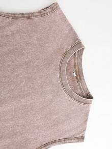 Men's Casual Crew Neck Sleeveless Washed Vest, Made Of 100% Cotton, Perfect For Summer Vacations. Features A Stylish Print And Y2K Street Style. An Excellent Gift For Boyfriends And Husbands. - 粉色 - 查看 2
