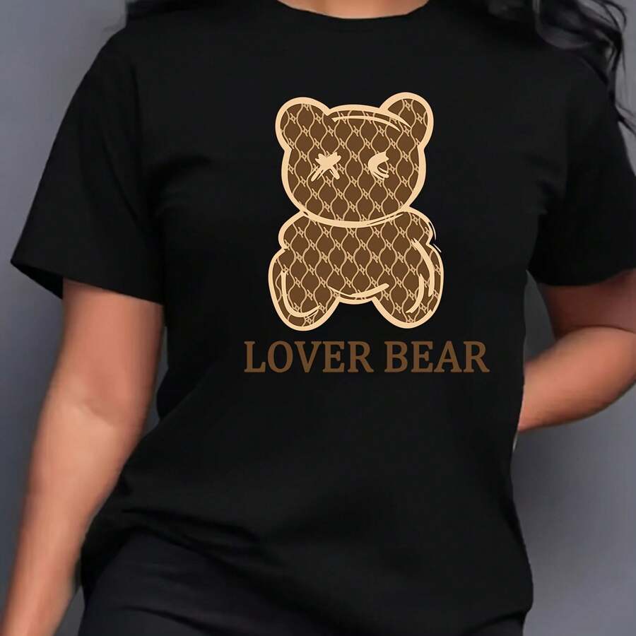 Camiseta de Manga Corta para Mujer - Corte Relajado, Cuello Redondo y Tejido Opaco | Tela de Elasticidad Media Ideal para Gimnasio, Entrenamiento y Uso Casual - Lavable a Máquina - Blusa - Negro - Ver 1