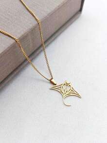1 chiếc mặt dây chuyền hình cá voi và cá đuối manta rỗng mạ vàng 18K, kiểu đuôi cá, thích hợp đeo quanh xương đòn. - Nhiều màu - Xem 4