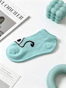 5 pares de calcetines invisibles con diseño creativo de gato, calcetines tipo barco de corte bajo, calcetines de uso diario versátiles de moda y multicolor - Multicolor - Ver 9