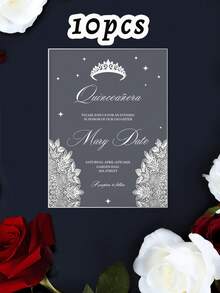 1/5/10件客製化壓克力婚禮邀請函/花卉圖案婚禮邀請卡/婚禮用品/情人節禮物/客製化優雅派對邀請函/透明壓克力婚禮邀請卡/可客製化新娘婚前派對/花園婚禮邀請函，適合婚禮儀式、新娘婚前派對、訂婚派對和婚禮公告 - 彩色 - 查看 56