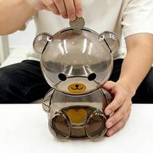 1个可爱熊猫/熊/猪/青蛙造型透明PS塑料趣味存钱罐，创意卡通硬币收纳罐，适合家居装饰、学生返校礼物、节日礼物 - 動物坐姿存錢筒 - 查看 2
