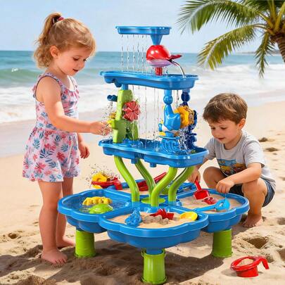Luxury Sand Water Table For Toddlers, Summer Rain Showers Splash Pond Water Play Tables With Accessories, Garden Beach Sandpit Toys Outdoor Activity Playset Best Gift For Boys Girls