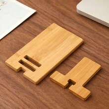 2pcs Bamboo Desktop Phone Holder - Suitable For All Smartphones, Ideal For Office Organization And Charging Station, Adjustable Design, Work Space Accessory, Compact Storage Solution, Minimalist Style, Material, Essential For Tech Enthusiasts And Remote Workers, Fashionable Accessory, Modern Storage, Durable Wood, Lightweight Design - A - View 3