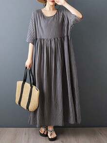 2026 Casual Holiday Dress, Women Plus Size Skirt, Elegant Daily Wear For Mothers, Summer Loose Black Plus Size A-Line Skirt - 藏蓝色 - 查看 3