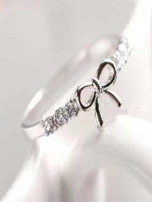 1 pieza Anillo de mujer minimalista con lazo de strass - Multicolor - Ver 5