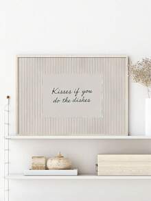 1pc Unframed Light Gray Vertical Stripes, Fun English Slogan Decorative Painting, Simple Style Restaurant Kitchen Wall Fun Decorative Painting - Text a - View 1