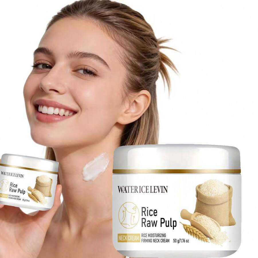 Rice Essence Moisturizing And Firming Neck Cream. Reduces Double Chin, Day And Night Firming Cream, Lifts And Tightens, Bids Farewell To Dull And Loose Skin, Creates Smooth And Radiant Skin. Neck Cream, Face Cream, Tightens And Lifts Neck Skin, Moisturizes And Brightens, Improves Skin Texture - Cream - View 1