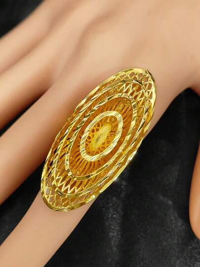 1 Stück modischer goldplattierter Kupfer-Hohlblumen-Ring für Damen, geeignet für den Zeigefinger, für Europa und Amerika, den Nahen Osten, Dubai, Braut, Hochzeit, Bankett, Date, Valentinstag, Muttertag, Feiertags-Geschenk, Accessoire