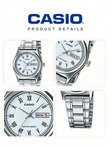 Casio Ladies Classic Analog Watch LTP-V006D-2B White Roman Numeral Dial Day Date Stainless Steel Bracelet Water Resist Vintage Elegant Dress Watch Women Quartz Wristwatch Brunch Wedding Guest Garden Party Date Afternoon Tea Romantic Gift for Daughter Girlfriend - 藍色 - 查看 5