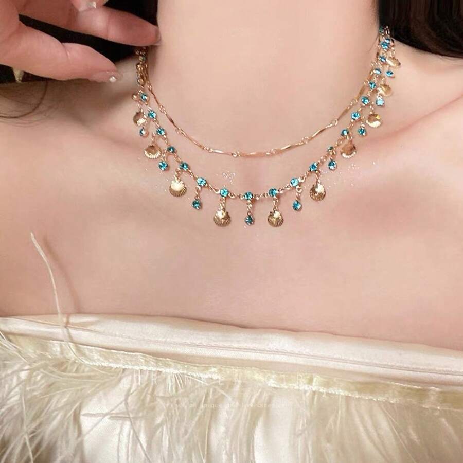 Women Chain Necklaces - Double-layered Butterfly (white Diamond Necklace) - View 1