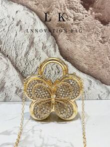 1pc Mini Women's Luxury Fashion Butterfly Handbag, Rhinestone Clutch Bag With Chain Strap, Can Be Used As Clutch, Unique And Stylish, Best Chain Mini Wallet Choice For Ladies - Multicolor - View 12