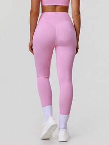 Sodalemon Women's Seamless Butt Lifting Casual Outdoor Sports Leggings For Running & Yoga - 粉色 - 查看 3