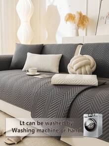 1pc Pet Sofa Cushion, Geometric Solid Color, Ultrasonic Reinforced, Scratch-Resistant, Non-Slip Bottom, All-Season Use, Machine Washable, Suitable For Dogs And Cats - Dark Grey - View 8